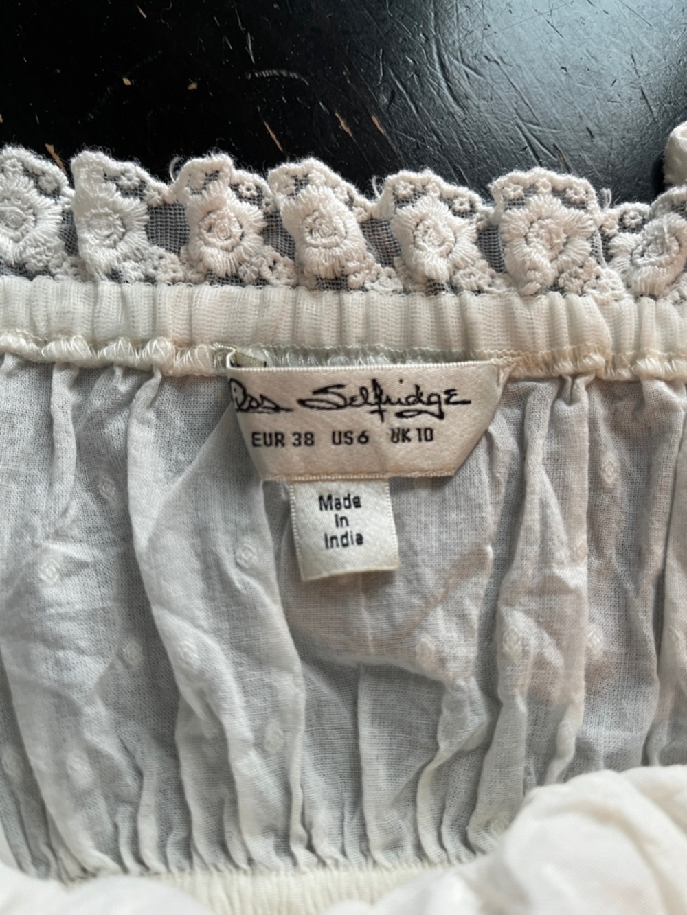 Miss Selfridge Off White Lace-Trim Smocked Cami Top - Picture 3 of 4